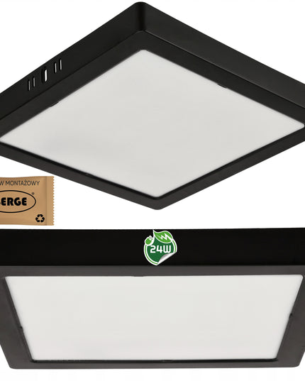 LED lubos šviestuvas, paviršinis montavimas 24W 2640lm 4000K juodas kvadratinis