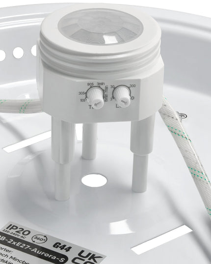 Lubinis šviestuvas LED 2x E27 su reguliuojamu davikliu