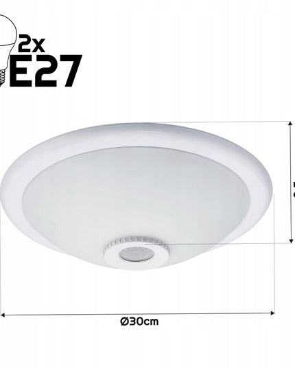 Lubinis šviestuvas LED 2x E27 su reguliuojamu davikliu