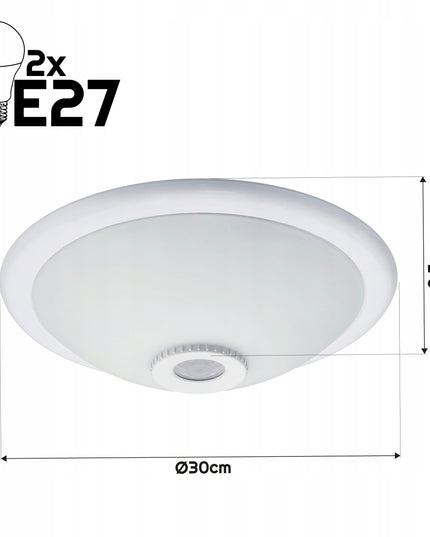 Lubinis šviestuvas LED 2x E27 su reguliuojamu davikliu