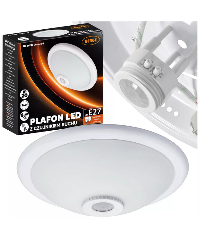 Lubinis šviestuvas LED 2x E27 su reguliuojamu davikliu