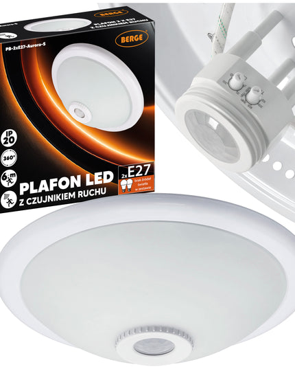 Lubinis šviestuvas LED 2x E27 su reguliuojamu davikliu