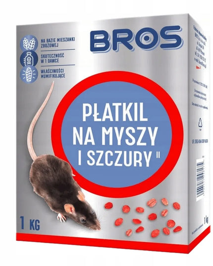 BROS Płatkil jaukas pelėms ir žiurkėms, 1 kg – veiksminga apsauga