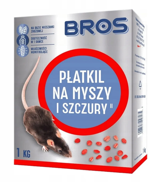 BROS Płatkil jaukas pelėms ir žiurkėms, 1 kg – veiksminga apsauga
