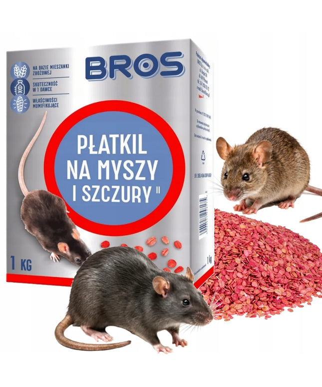 BROS Płatkil jaukas pelėms ir žiurkėms, 1 kg – veiksminga apsauga
