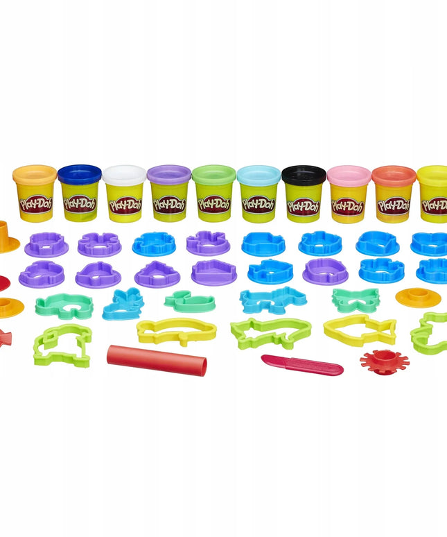 Play-Doh kūrybinis rinkinys: 30 įrankių, antspaudai, kočėlas ir 10 XXL indelių