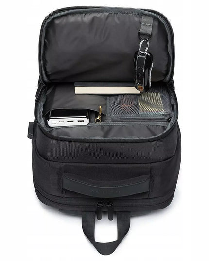 BANGE kuprinė nešiojamam kompiuteriui 15.6 colių, miesto, jaunimo, su USB, juoda, kelioninė, didelė