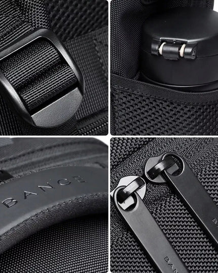 BANGE kuprinė nešiojamam kompiuteriui 15.6 colių, miesto, jaunimo, su USB, juoda, kelioninė, didelė