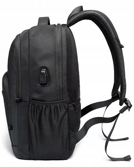 BANGE kuprinė nešiojamam kompiuteriui 15.6 colių, miesto, jaunimo, su USB, juoda, kelioninė, didelė