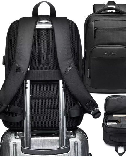 BANGE kuprinė nešiojamam kompiuteriui 15.6 colių, miesto, jaunimo, su USB, juoda, kelioninė, didelė