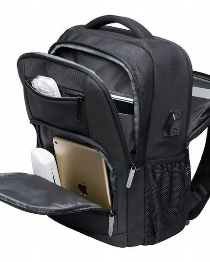 BANGE kuprinė nešiojamam kompiuteriui 15.6 colių, miesto, jaunimo, su USB, juoda, kelioninė, didelė