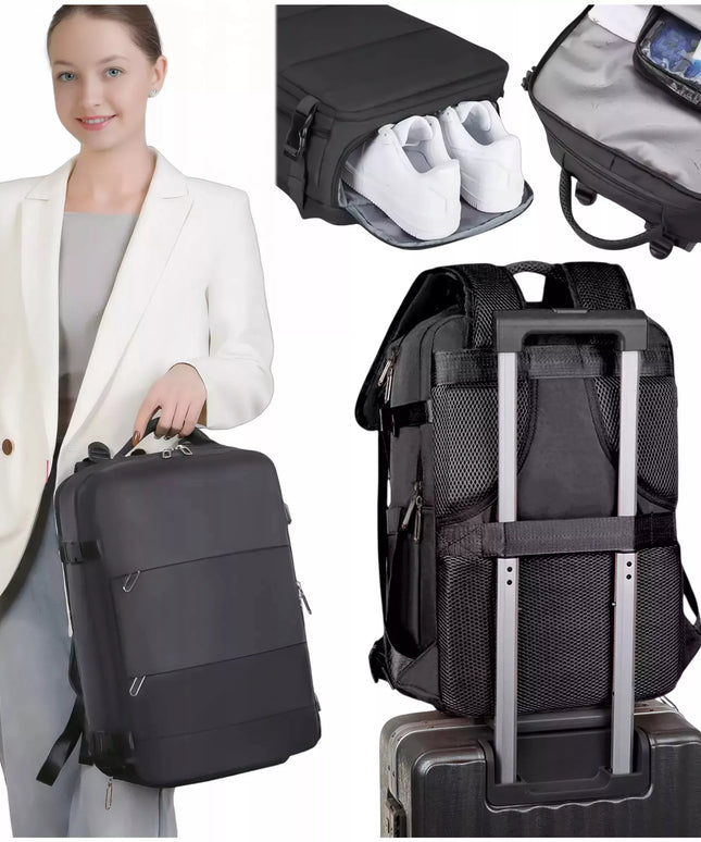 Kuprinė rankiniam bagažui lėktuve 45x30x20 Wizzair saloninė su USB FORPLANE