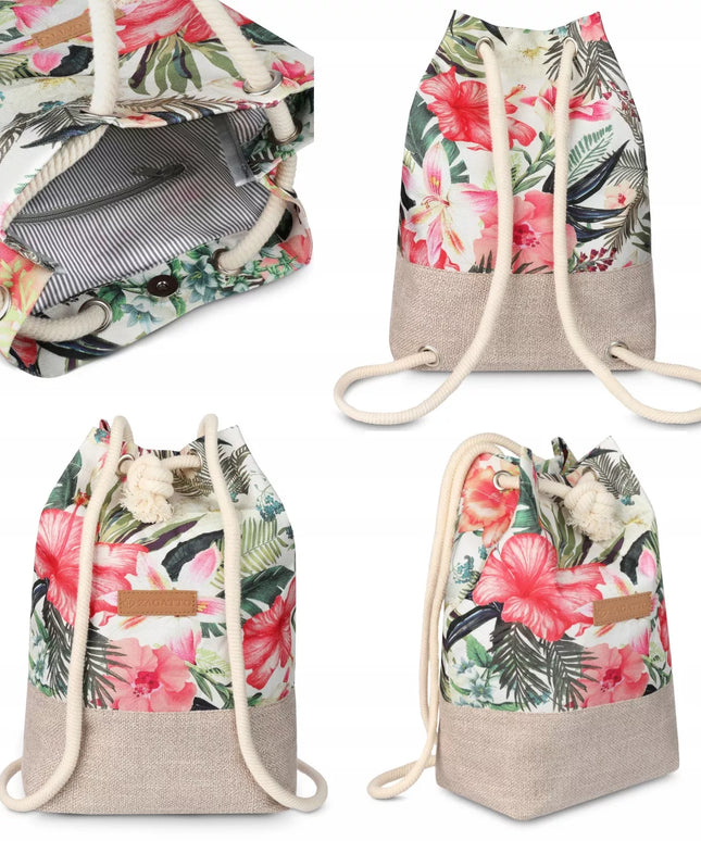 Zagatto moteriška miesto kuprinė-maišelis su gėlių raštu