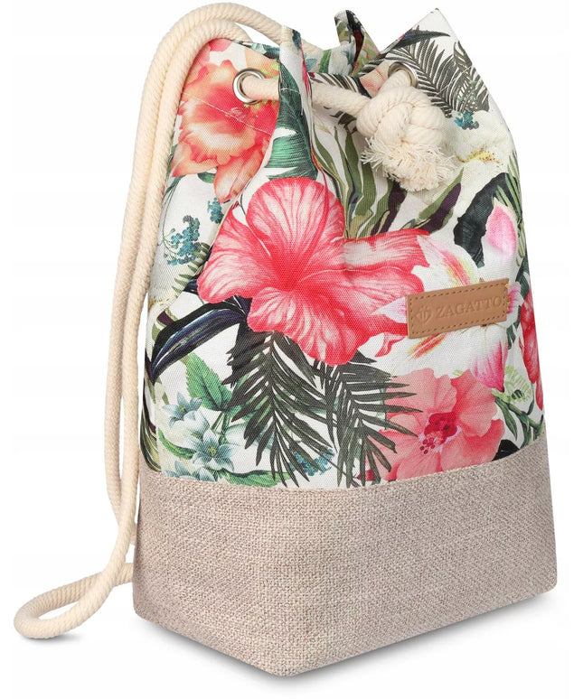 Zagatto moteriška miesto kuprinė-maišelis su gėlių raštu