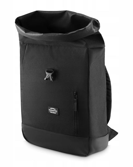 Miesto kuprinė vyrams, kurjerio stiliaus, juoda, sportinė, A4 formato, vyniojama, lengva, ZAGATTO
