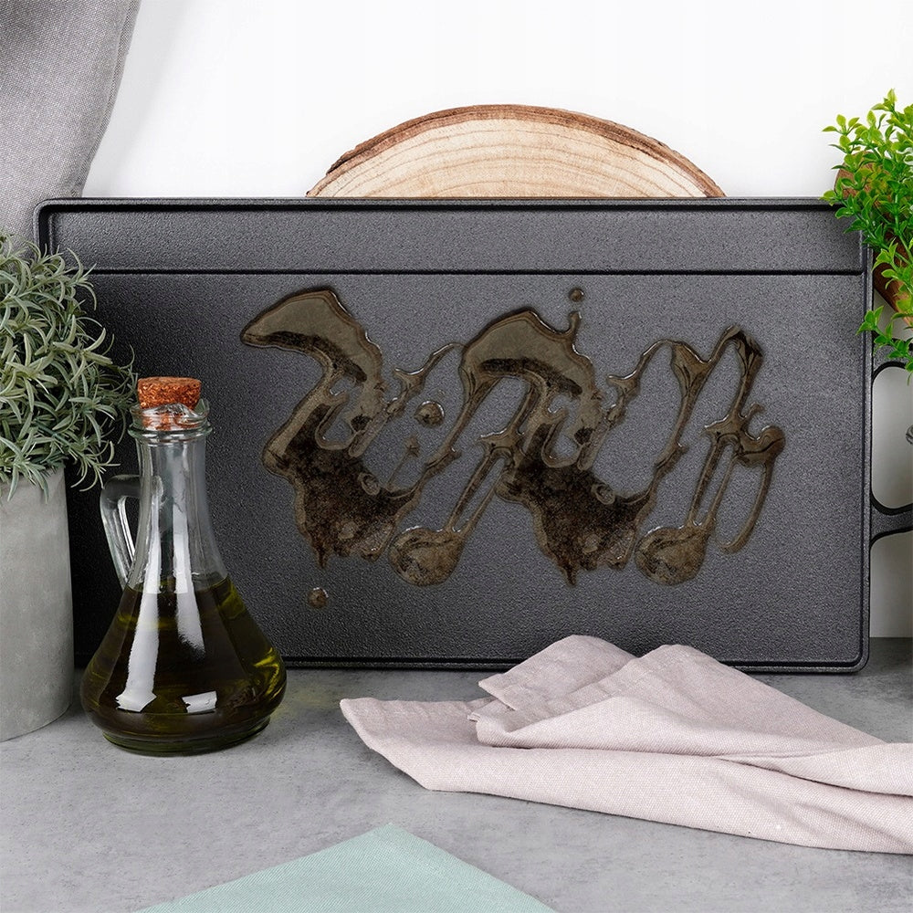 Ketaus keptuvė, stačiakampė, dvipusė, grilio, laužo, 50,5 cm