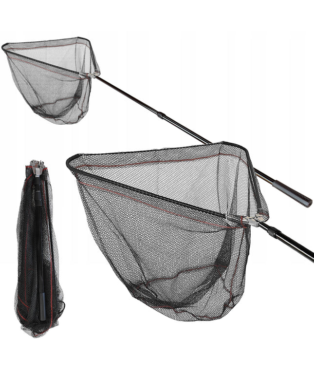 Teleskopinis sulankstomas meškeriojimo tinklas žuvims su gumuota tinkleliu 210 cm