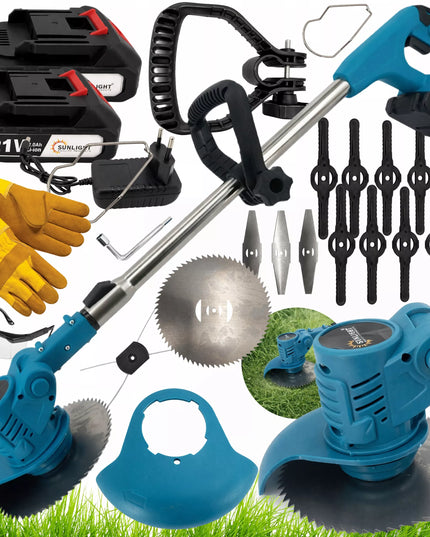 Sunlight akumuliatorinė žoliapjovė 21V 1000W teleskopinė, 2 akumuliatorių pilnas komplektas