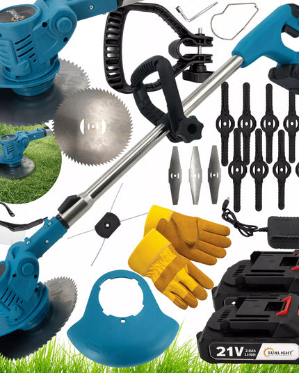 Sunlight akumuliatorinė žoliapjovė 21V 1000W teleskopinė, 2 akumuliatorių pilnas komplektas