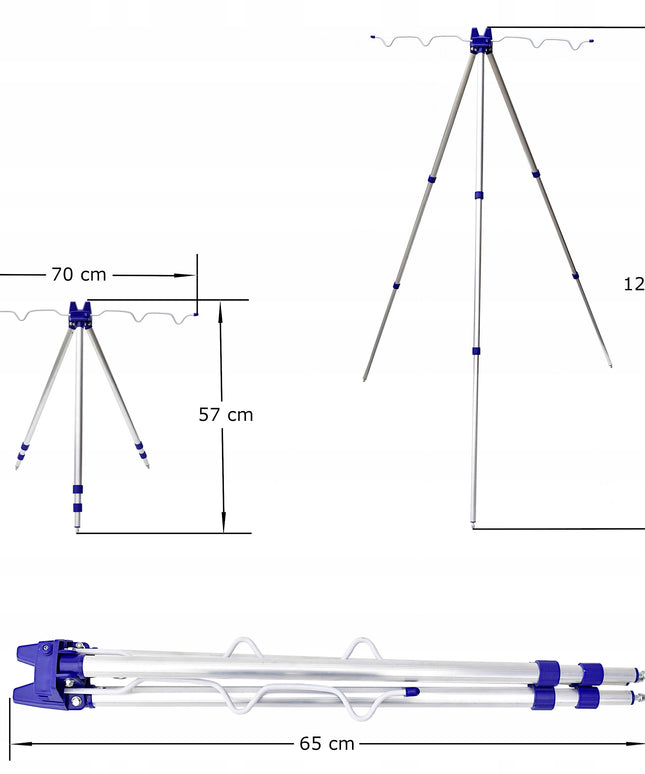 Teleskopinis meškerių stovas trikojis