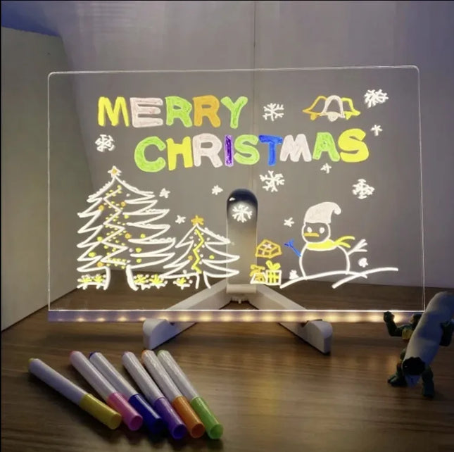 Šviečianti LED piešimo lenta + 7 flomasteriai