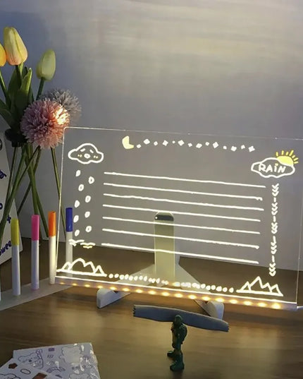 Šviečianti LED piešimo lenta + 7 flomasteriai