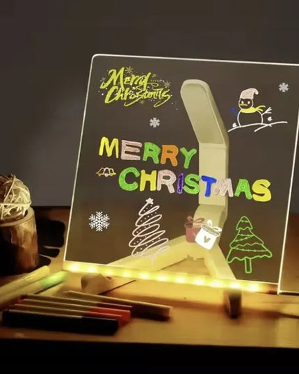 Šviečianti LED piešimo lenta + 7 flomasteriai