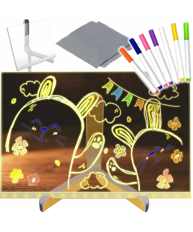 Šviečianti LED piešimo lenta + 7 flomasteriai