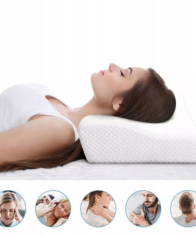 Ortopedinė pagalvė miegui su atminties putomis, profiliuota, skirta miegui ant šono ir nugaros