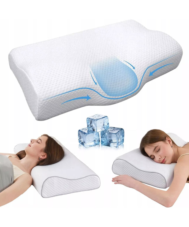 Ortopedinė pagalvė miegui su atminties putomis, profiliuota, skirta miegui ant šono ir nugaros