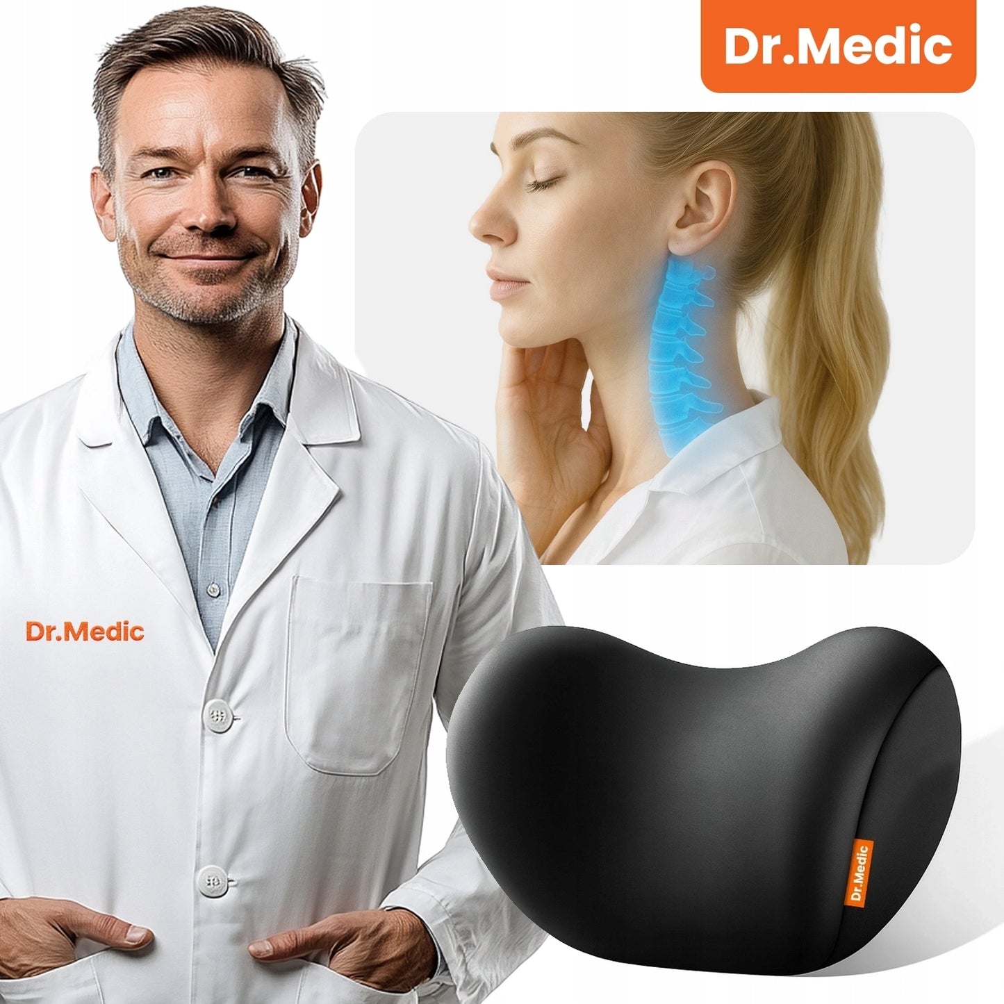 Pagalvėlė automobiliui, biurui, kaklui, galvai ant sėdynės, atlošo DR.MEDIC