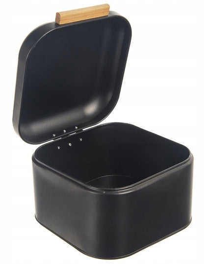 Mažas juodas metalinis virtuvinis duonkrepšis duonai ir bandelėms