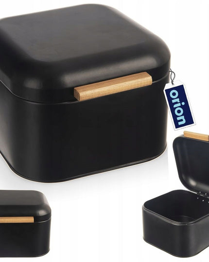 Mažas juodas metalinis virtuvinis duonkrepšis duonai ir bandelėms