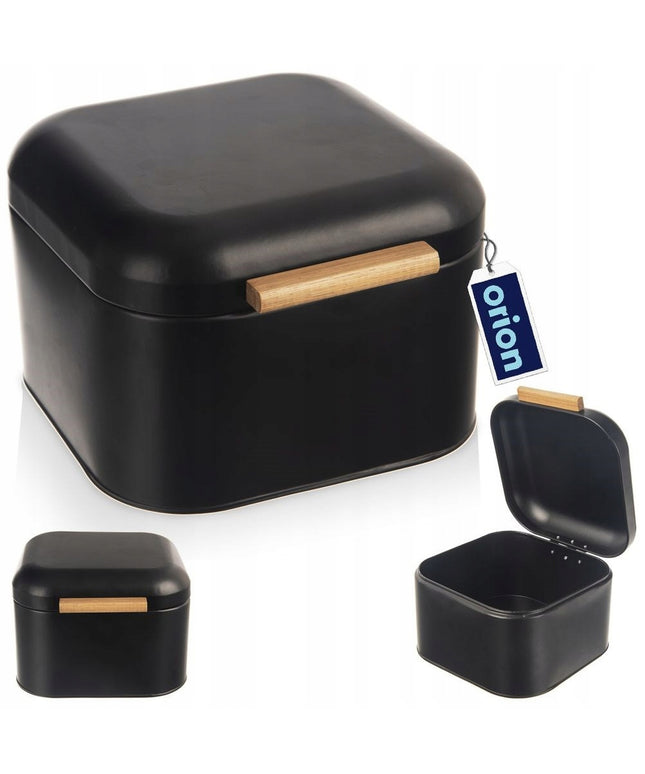 Mažas juodas metalinis virtuvinis duonkrepšis duonai ir bandelėms