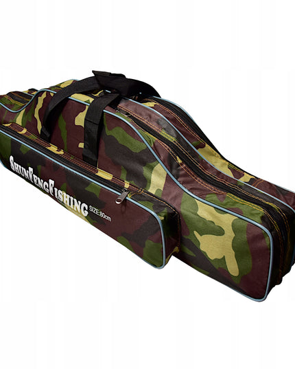 Sustiprintas 90cm meškerių dėklas, 2 skyrių, su kišene, dirželiu ir rankenomis