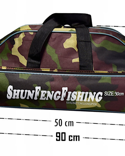 Sustiprintas 90cm meškerių dėklas, 2 skyrių, su kišene, dirželiu ir rankenomis