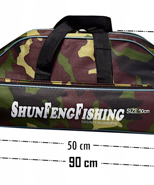 Sustiprintas 90cm meškerių dėklas, 2 skyrių, su kišene, dirželiu ir rankenomis