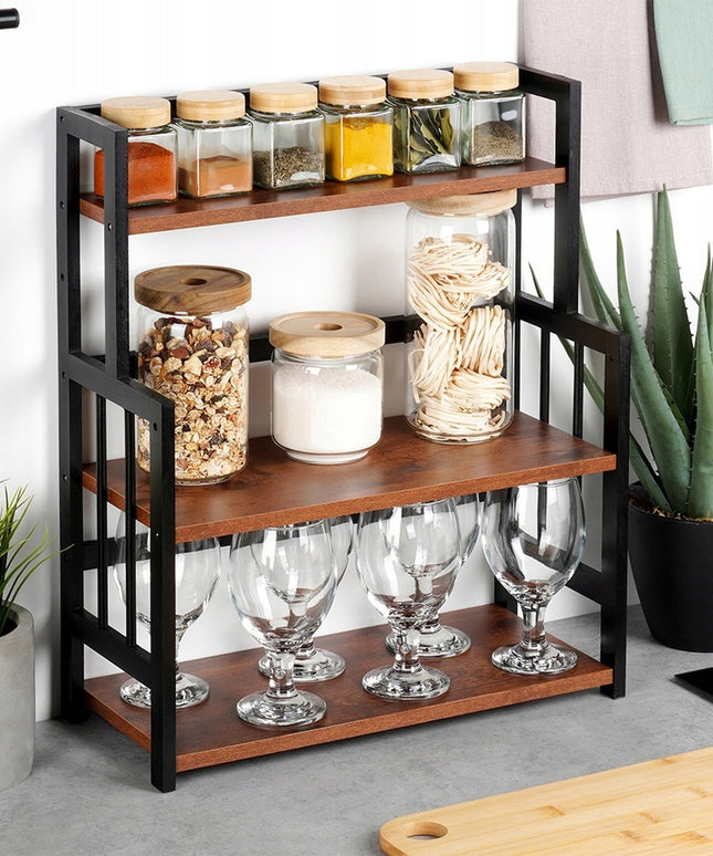 Virtuvinė daugiaaukštė lentyna-stovas organizatorius prieskoniams, buteliams, puodeliams