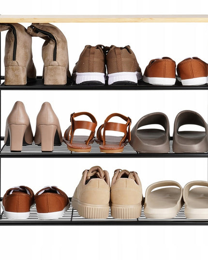 Batų lentyna, stovas, stelažas avalynei, didelė metalinė bambukinė spintelė 4 lentynomis