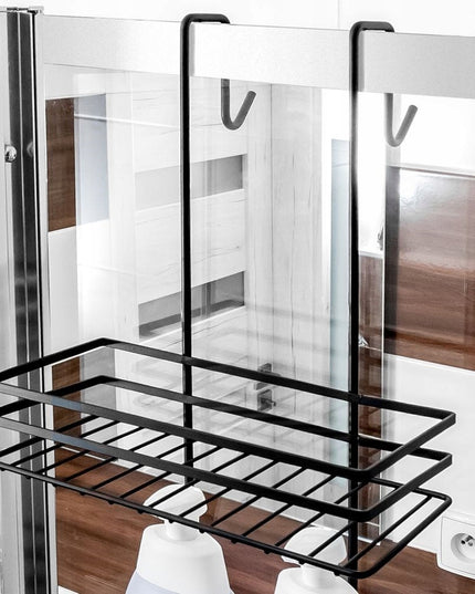 Metalinė dušo kabinos lentyna kosmetikai ir aksesuarams