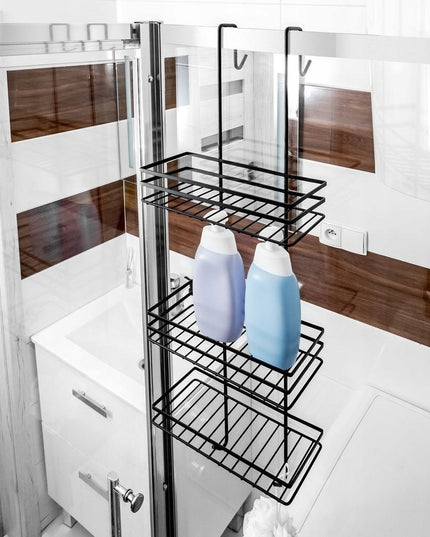 Metalinė dušo kabinos lentyna kosmetikai ir aksesuarams