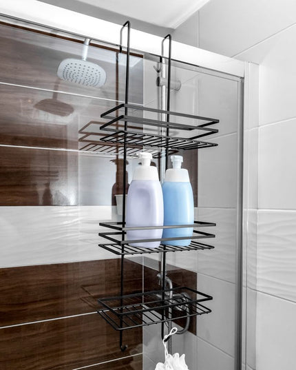 Metalinė dušo kabinos lentyna kosmetikai ir aksesuarams