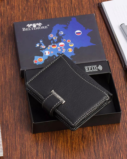 Mažas vertikalus vyriškas odinis „Beltimore“ piniginis su RFiD apsauga