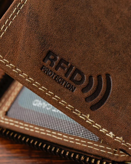 Beltimore natūralios odos vyriška piniginė su RFiD apsauga, vertikali, didelė, su užtrauktuku, nubuko tekstūra