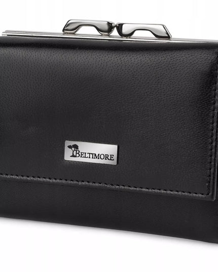 Elegantiška odinė moteriška piniginė Beltimore su RFID apsauga, vidutinio dydžio, juoda