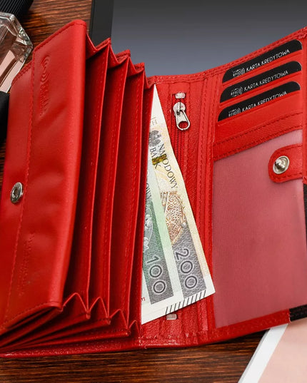 Moteriška odinė piniginė Beltimore RFiD, didelė, raudona