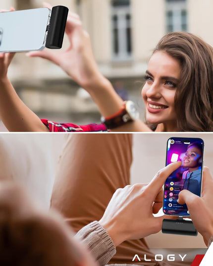 PowerBank 5000mAh 10.5W Mažas Kišeninis Power Bank USB-C +Lightning Juodas