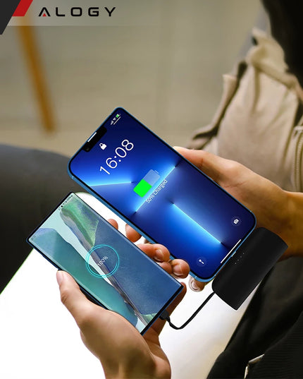 PowerBank 5000mAh 10.5W Mažas Kišeninis Power Bank USB-C +Lightning Juodas