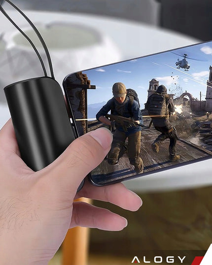 PowerBank 5000mAh 10.5W Mažas Kišeninis Power Bank USB-C +Lightning Juodas