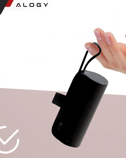 PowerBank 5000mAh 10.5W Mažas Kišeninis Power Bank USB-C +Lightning Juodas